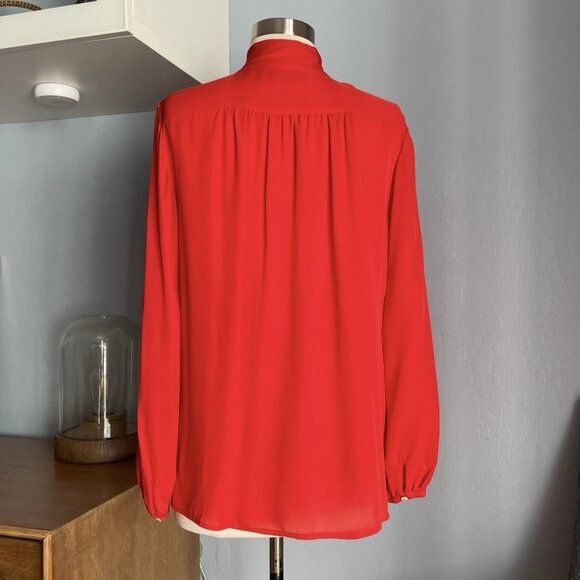 Steven Alan Silk Button Front Blouse Neck-Tie Bow Red Size L - Picture 5 of 8